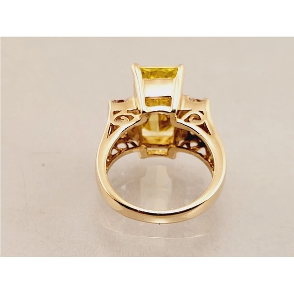 Seta Sterling Yellow Green Stone Gold Ring- Size 7 - Picture 5 of 13